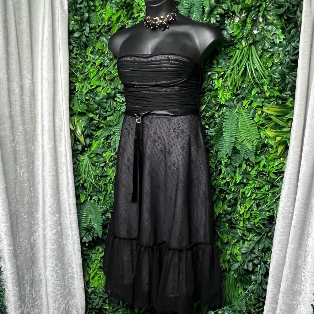BCBGMAXAZRIA Dress Women Large Black Strapless Fit & Flare Party Cocktail‎  2825